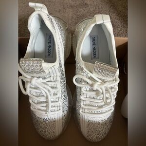 Steve Madden Maxima White rhinestone sneakers